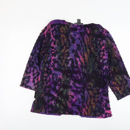 Frank Lyman Womens Purple Geometric Polyester Basic Blouse Size 14 Scoop Neck