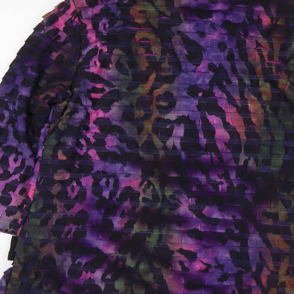 Frank Lyman Womens Purple Geometric Polyester Basic Blouse Size 14 Scoop Neck