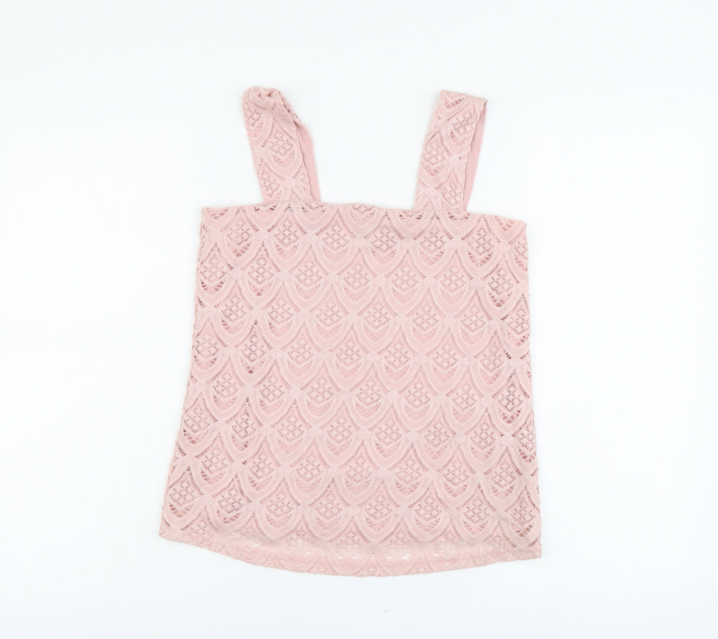 Dorothy Perkins Womens Pink Geometric Nylon Basic Tank Size 8 Square Neck