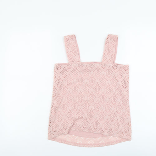 Dorothy Perkins Womens Pink Geometric Nylon Basic Tank Size 8 Square Neck