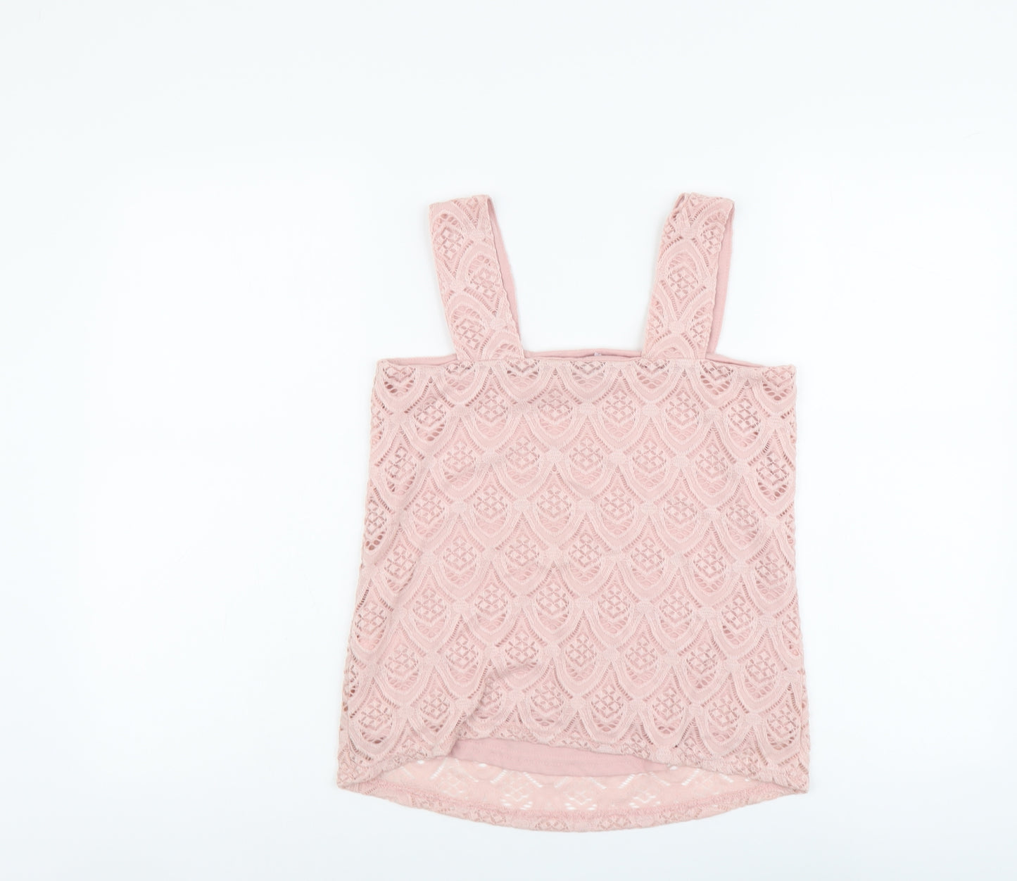 Dorothy Perkins Womens Pink Geometric Nylon Basic Tank Size 8 Square Neck