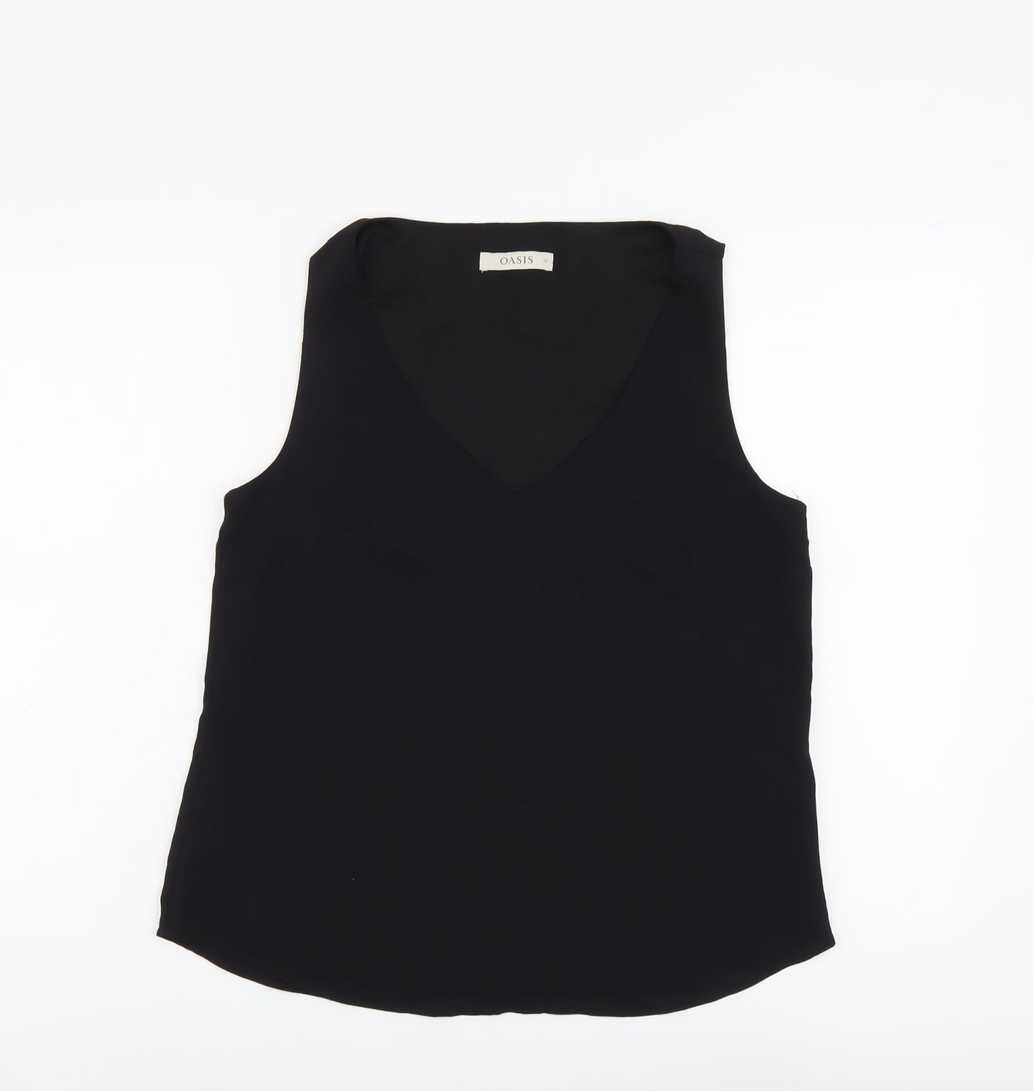 Oasis Womens Black Polyester Basic Tank Size 12 V-Neck