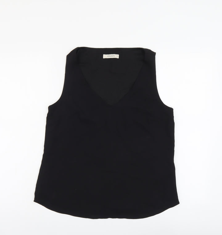 Oasis Womens Black Polyester Basic Tank Size 12 V-Neck