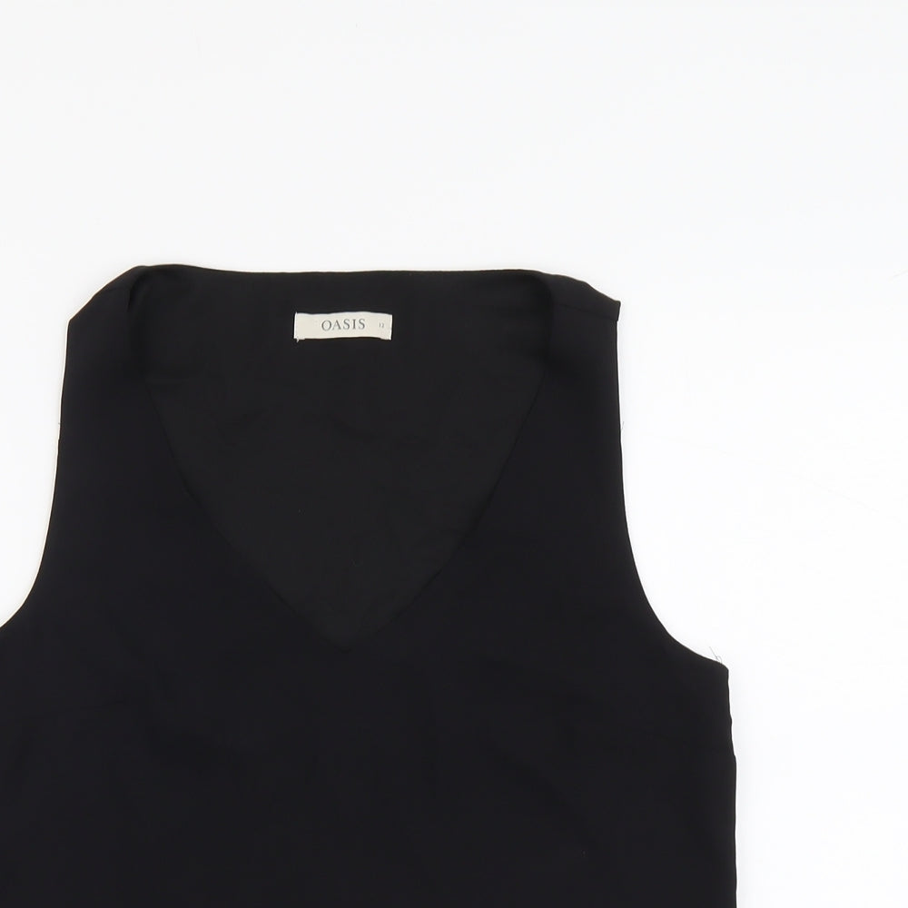 Oasis Womens Black Polyester Basic Tank Size 12 V-Neck