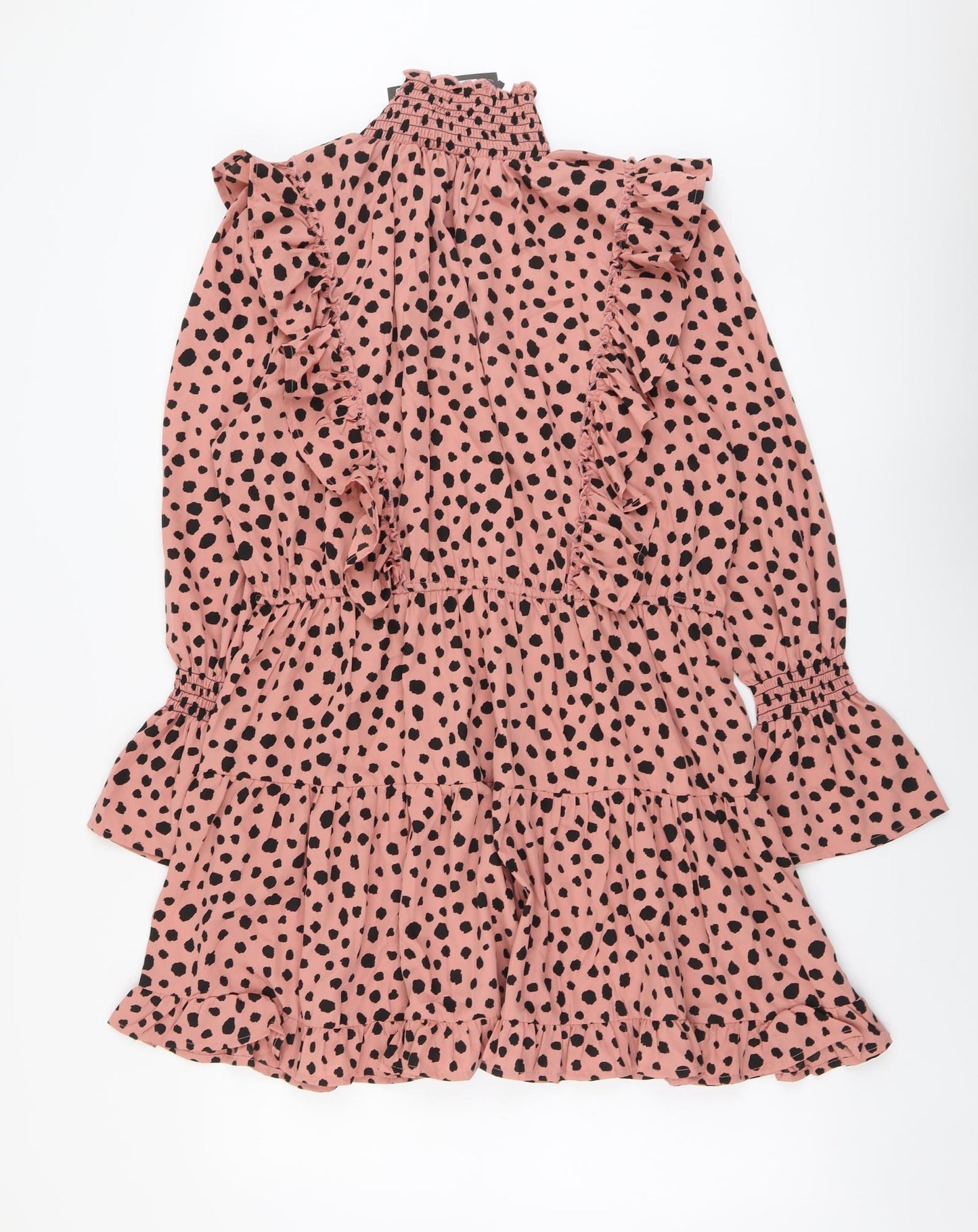 Boohoo Womens Pink Geometric Polyester Fit & Flare Size 18 High Neck Pullover