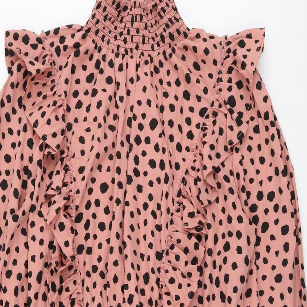 Boohoo Womens Pink Geometric Polyester Fit & Flare Size 18 High Neck Pullover