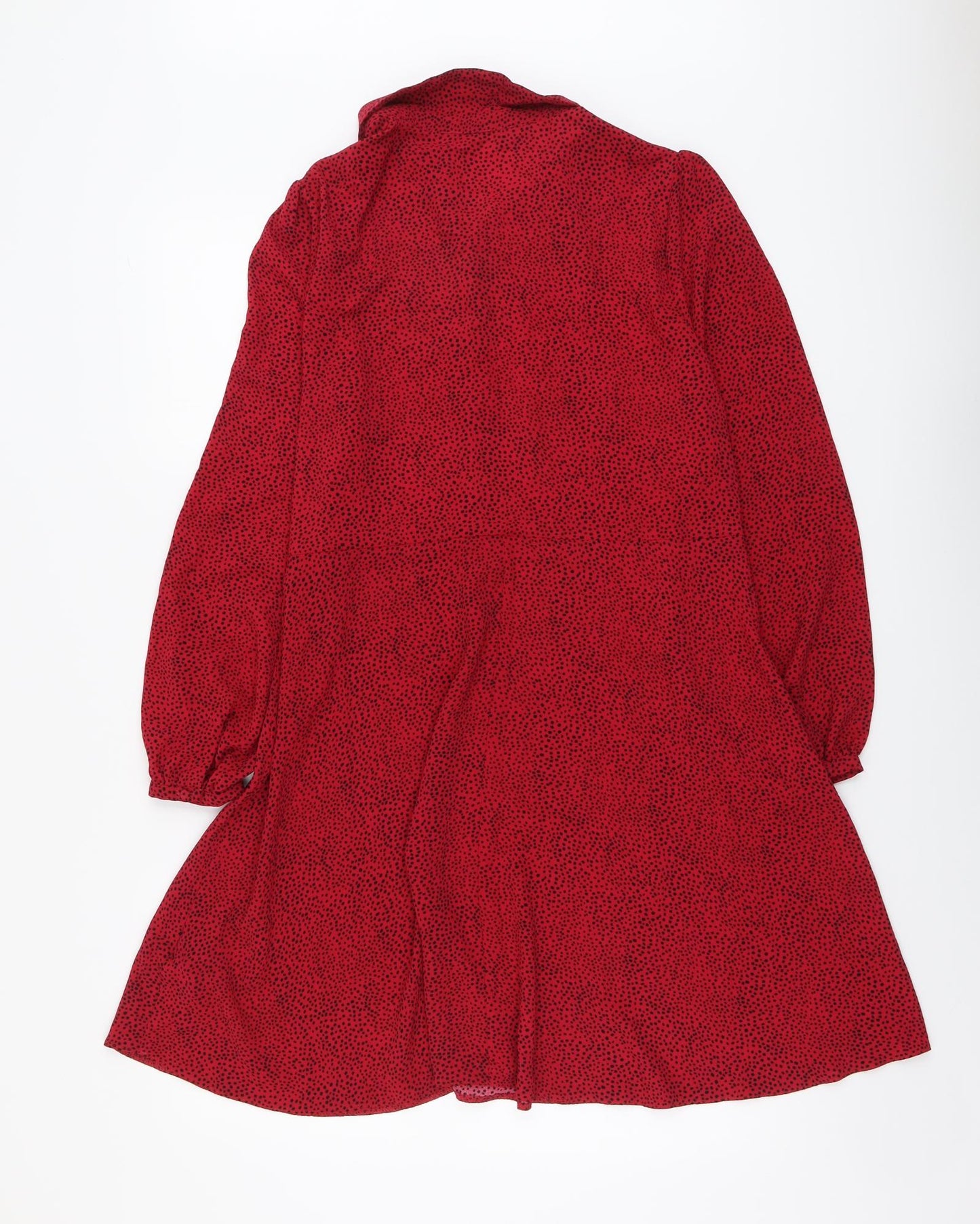 Papaya Womens Red Geometric Polyester Shirt Dress Size 12 Collared Button