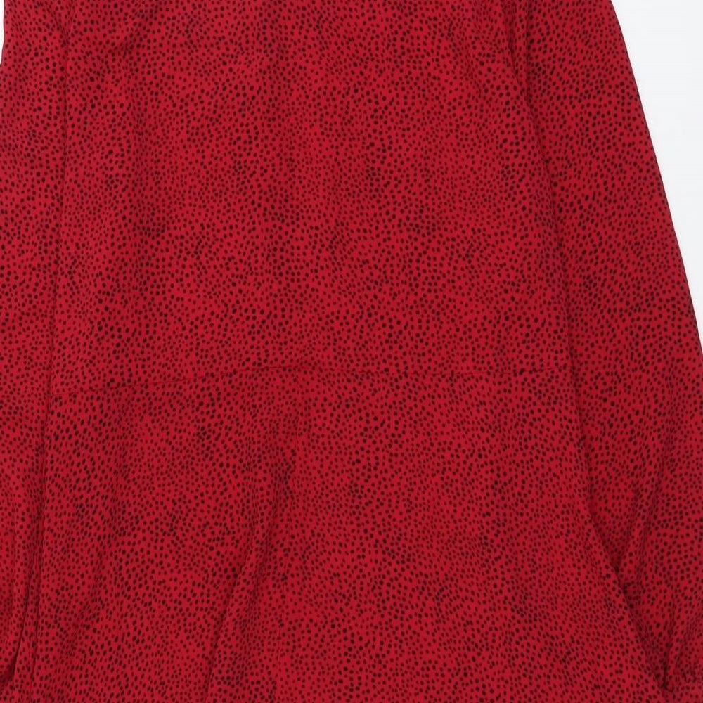 Papaya Womens Red Geometric Polyester Shirt Dress Size 12 Collared Button