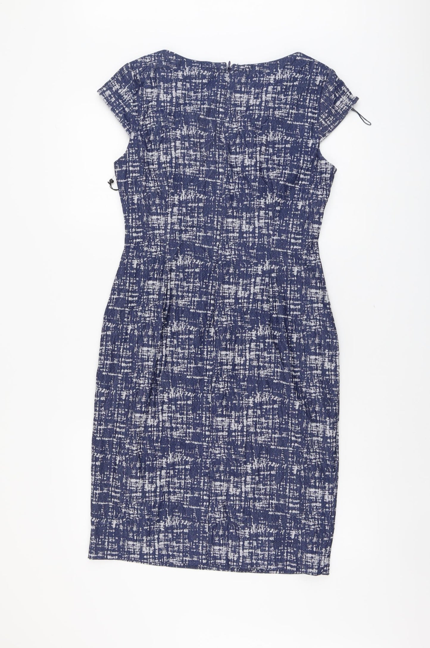 Adrianna Papell Womens Blue Geometric Viscose Pencil Dress Size 12 Sweetheart Zip