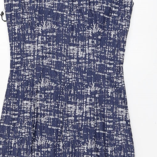 Adrianna Papell Womens Blue Geometric Viscose Pencil Dress Size 12 Sweetheart Zip