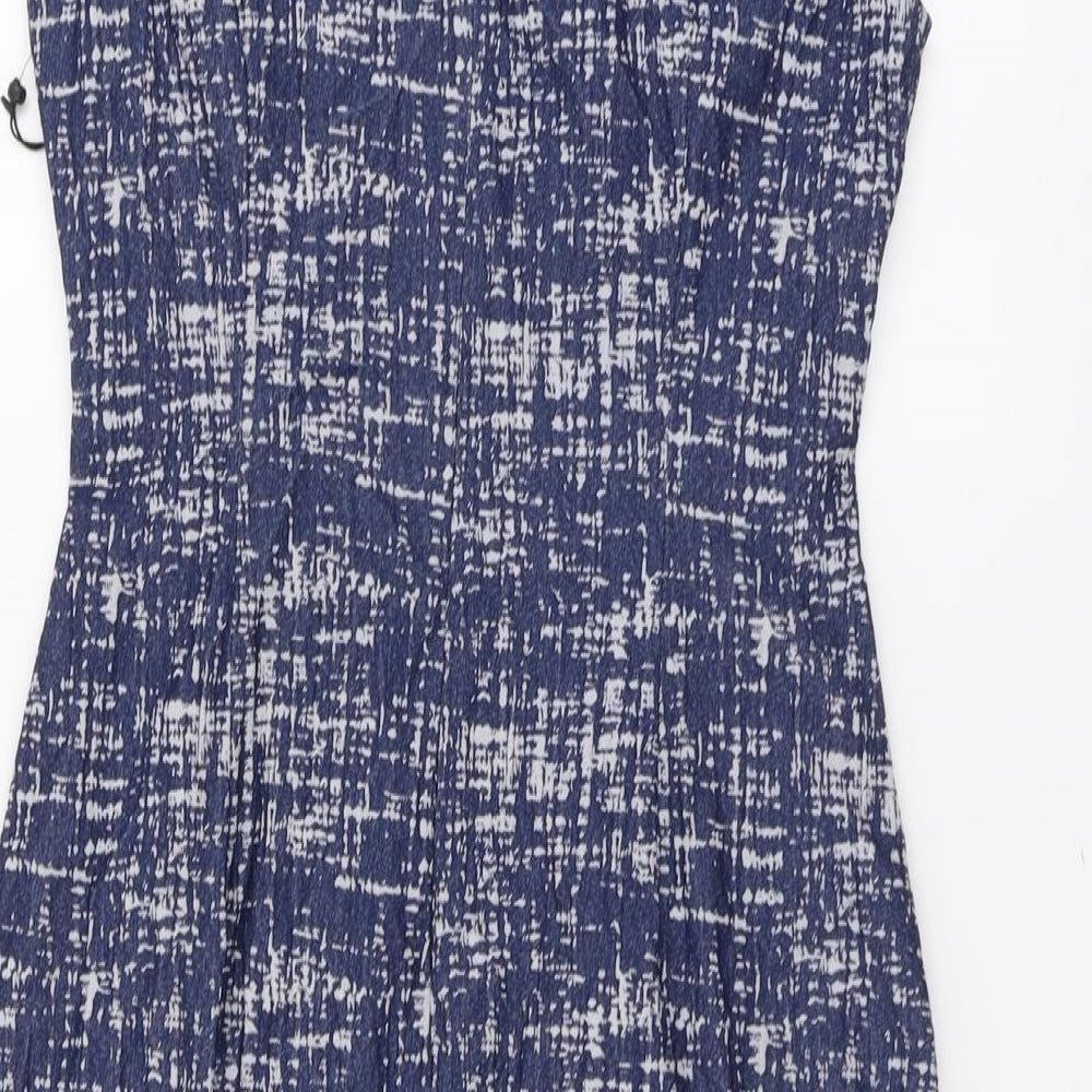 Adrianna Papell Womens Blue Geometric Viscose Pencil Dress Size 12 Sweetheart Zip