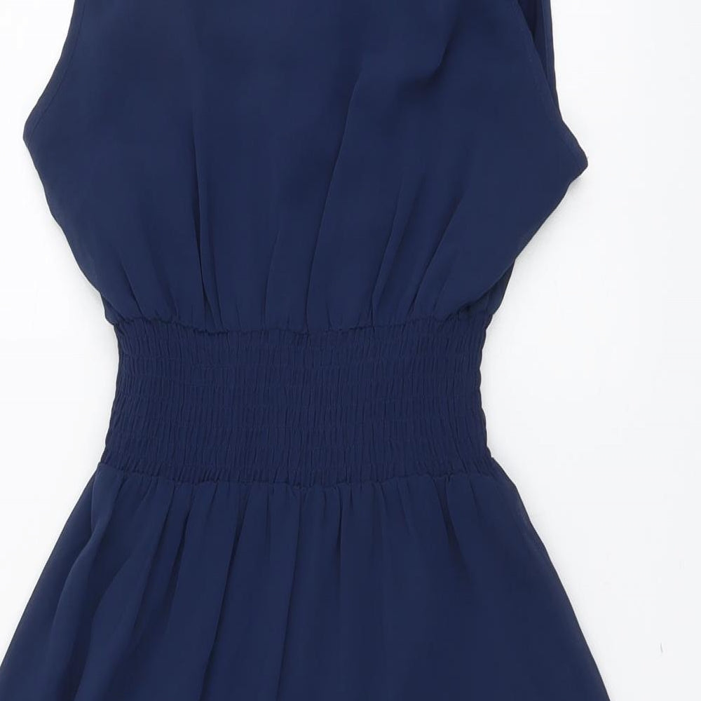 New Look Womens Blue Polyester Fit & Flare Size 10 V-Neck Pullover - Elastic Waist