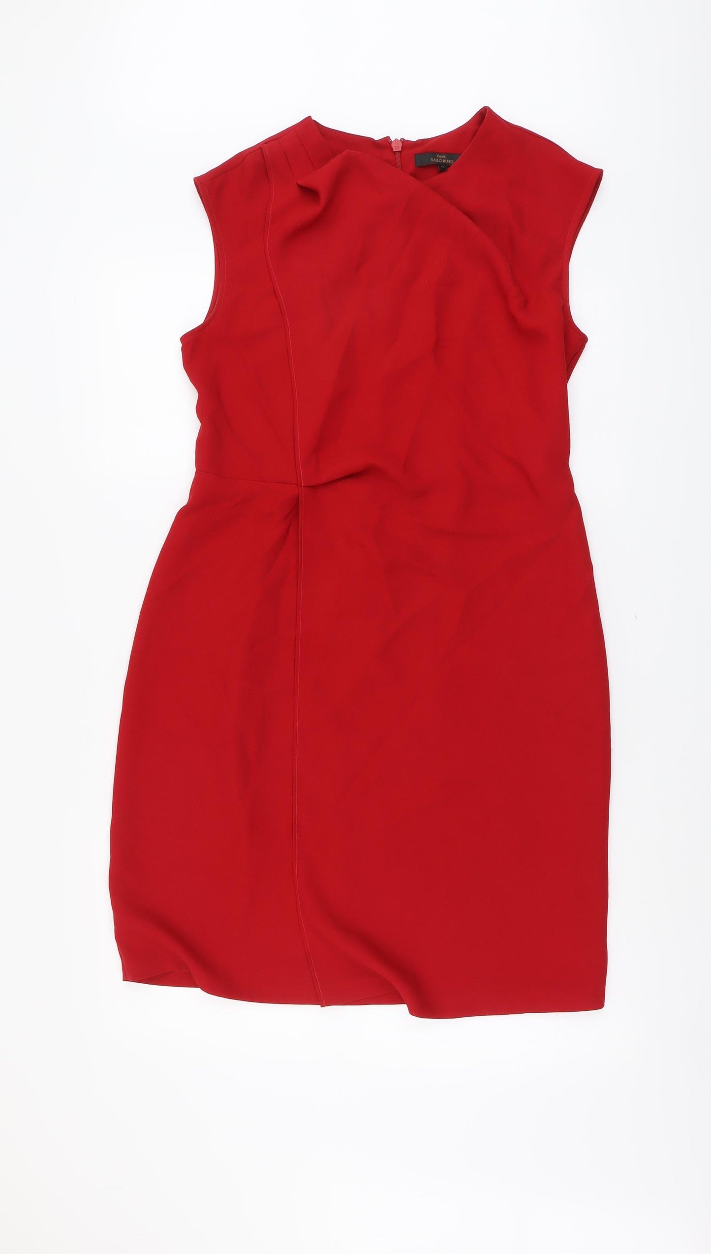 NEXT Womens Red Polyester Pencil Dress Size 12 Boat Neck Zip