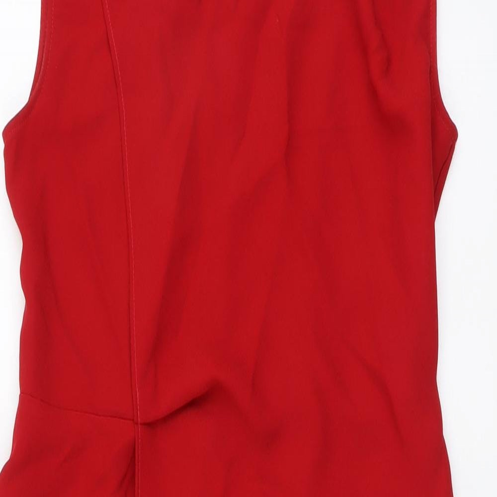 NEXT Womens Red Polyester Pencil Dress Size 12 Boat Neck Zip