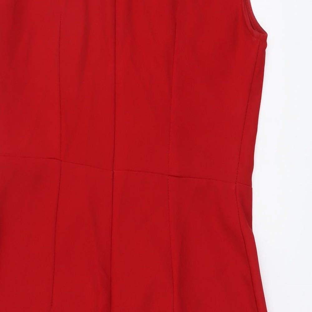 NEXT Womens Red Polyester Pencil Dress Size 12 Boat Neck Zip