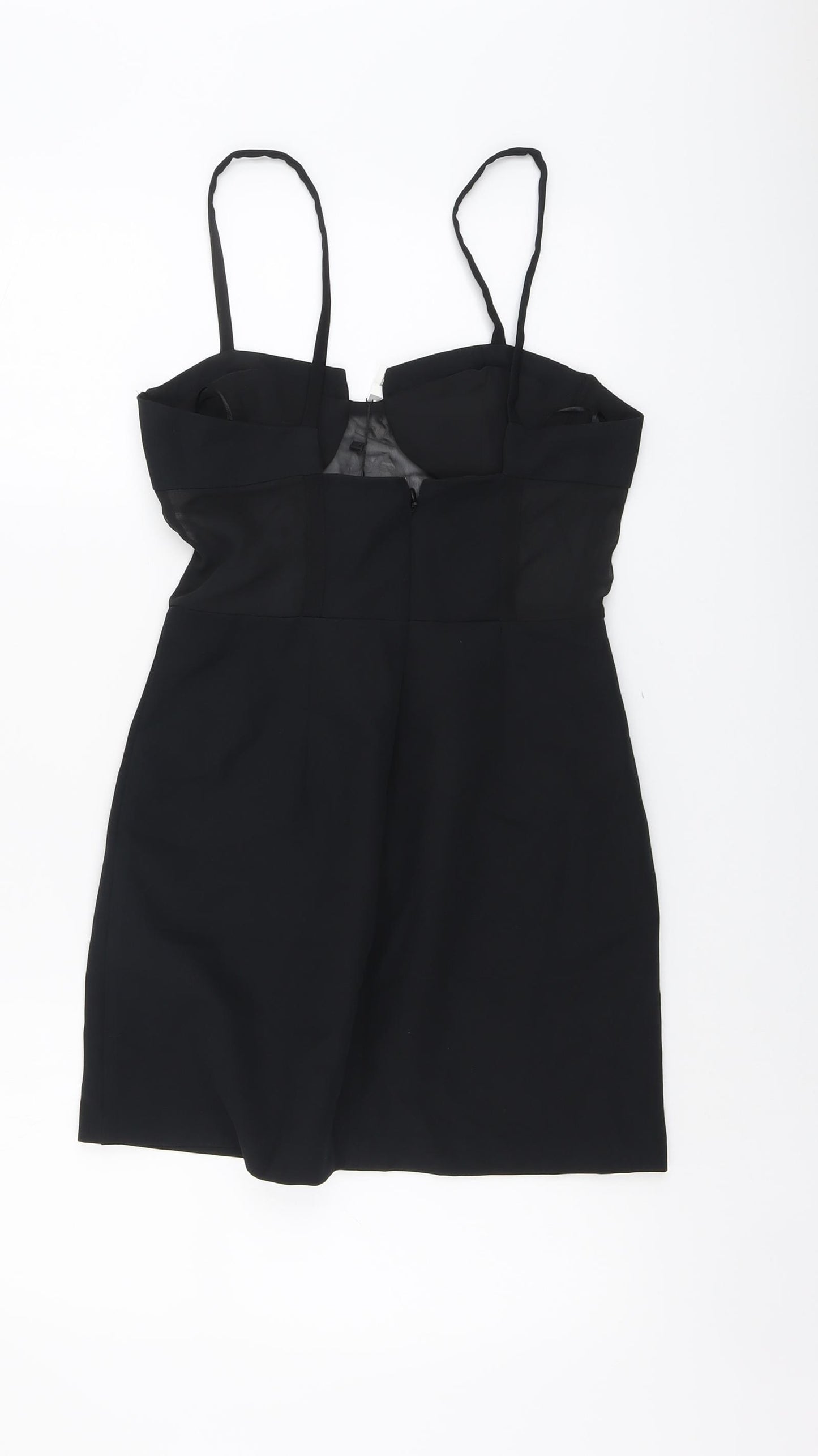 Zara Womens Black Polyester Mini Size XS Square Neck Zip