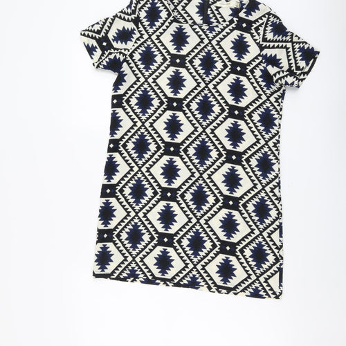 Vera & Lucy Womens Multicoloured Geometric Polyester Shift Size M Scoop Neck Zip