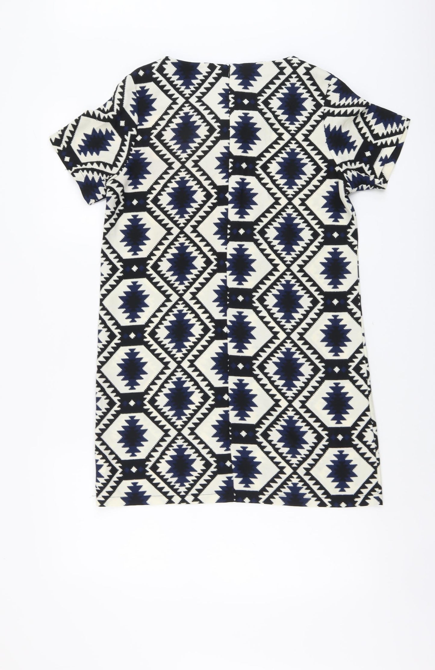Vera & Lucy Womens Multicoloured Geometric Polyester Shift Size M Scoop Neck Zip