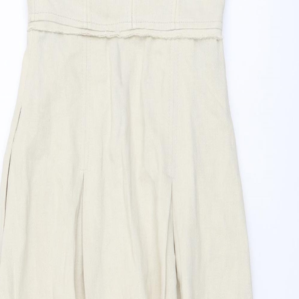 Zara Womens Beige Cotton Maxi Size XS Round Neck Zip