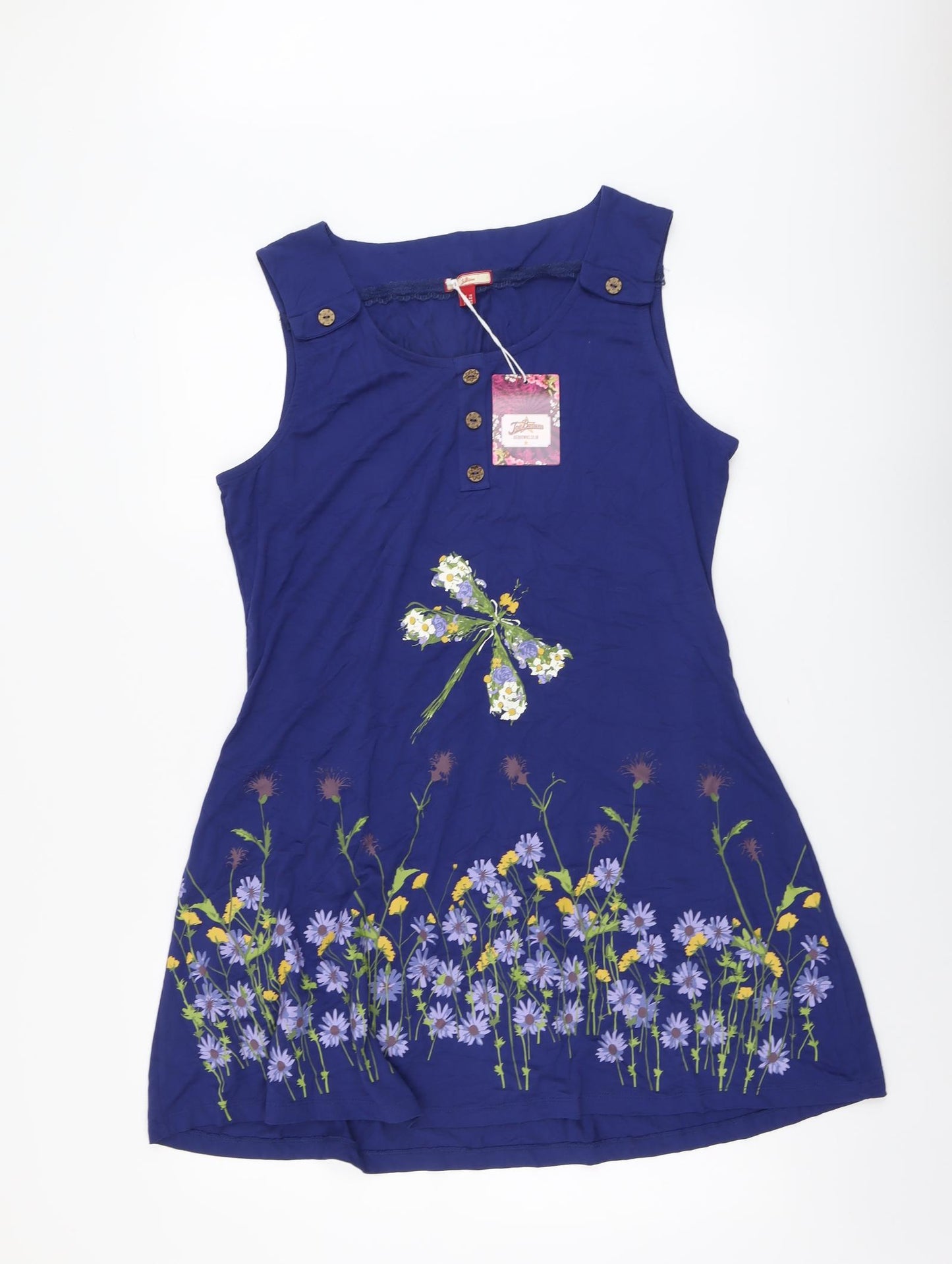 Joe Browns Womens Blue Viscose A-Line Size 18 Scoop Neck Pullover - Dragonfly