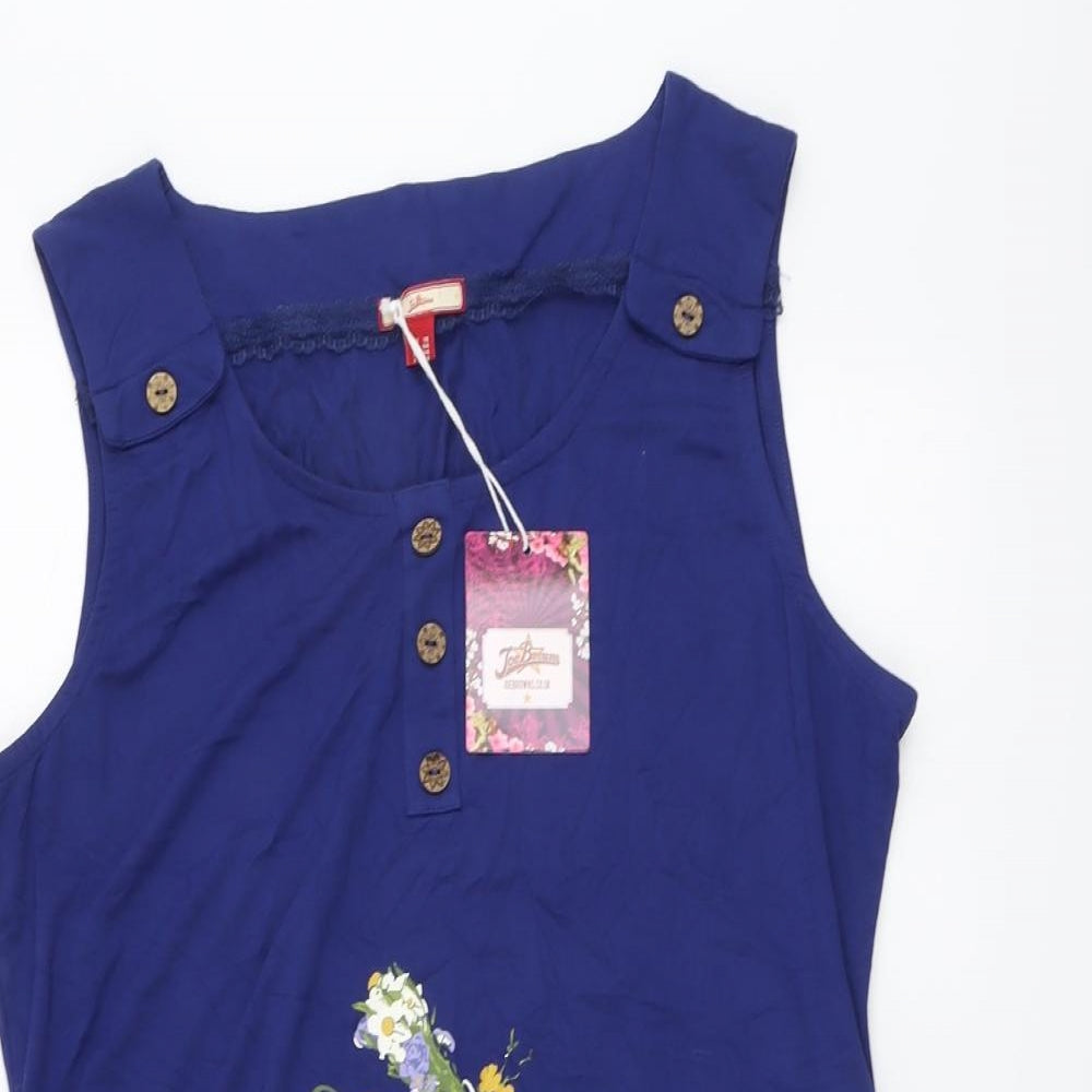 Joe Browns Womens Blue Viscose A-Line Size 18 Scoop Neck Pullover - Dragonfly