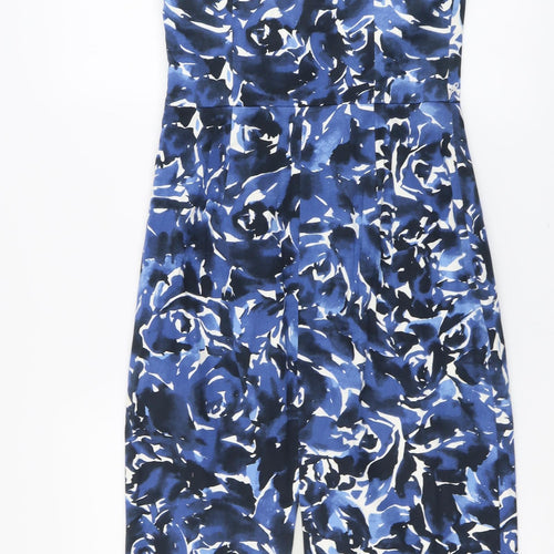 Coats Womens Blue Geometric Cotton A-Line Size 10 Sweetheart Zip