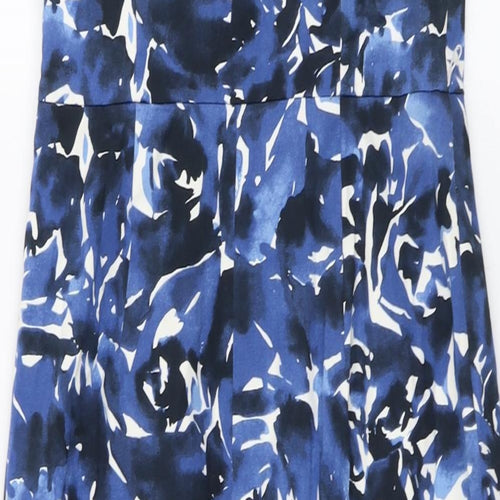 Coats Womens Blue Geometric Cotton A-Line Size 10 Sweetheart Zip