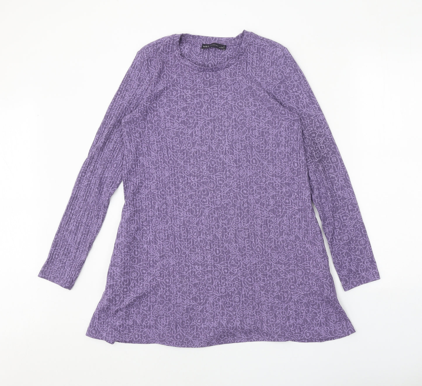 Marks and Spencer Womens Purple Polyester Trapeze & Swing Size 10 Round Neck Pullover