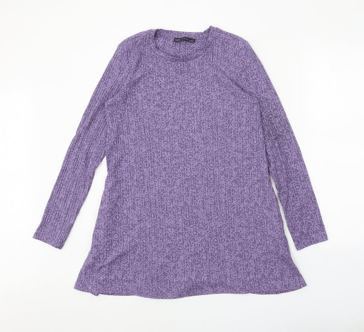 Marks and Spencer Womens Purple Polyester Trapeze & Swing Size 10 Round Neck Pullover
