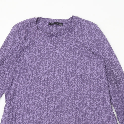 Marks and Spencer Womens Purple Polyester Trapeze & Swing Size 10 Round Neck Pullover