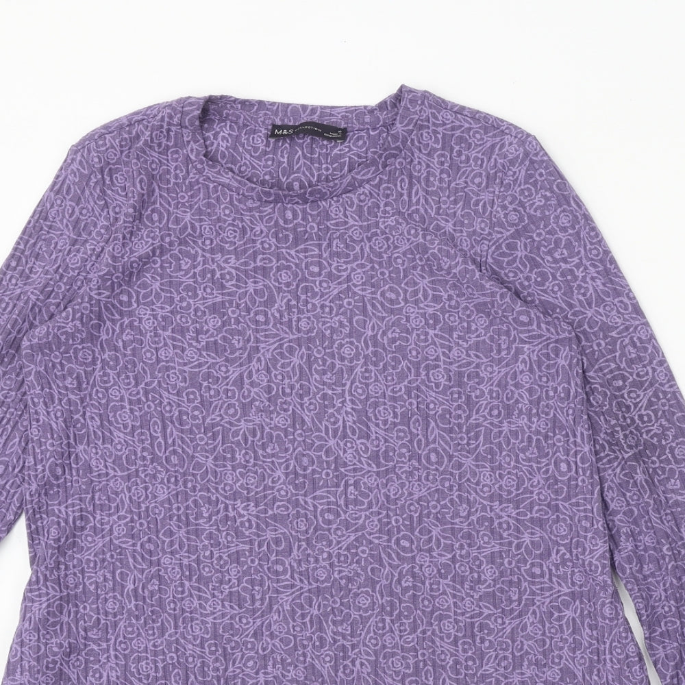 Marks and Spencer Womens Purple Polyester Trapeze & Swing Size 10 Round Neck Pullover