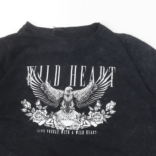 New Look Womens Black 100% Cotton Basic T-Shirt Size 18 Round Neck - Wild Heart