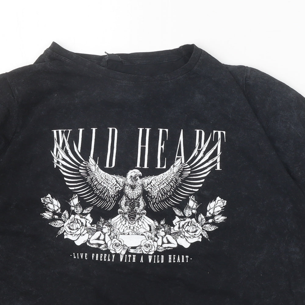 New Look Womens Black 100% Cotton Basic T-Shirt Size 18 Round Neck - Wild Heart