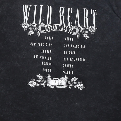 New Look Womens Black 100% Cotton Basic T-Shirt Size 18 Round Neck - Wild Heart