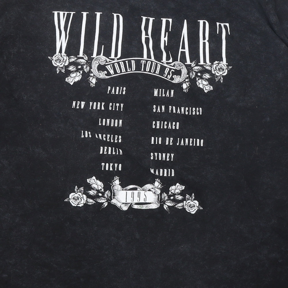 New Look Womens Black 100% Cotton Basic T-Shirt Size 18 Round Neck - Wild Heart