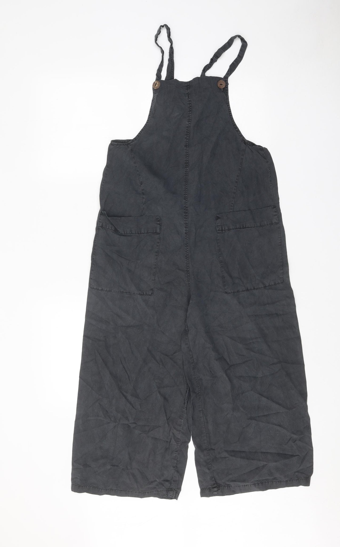 Pull&Bear Womens Grey Cotton Jumpsuit One-Piece Size XS Button