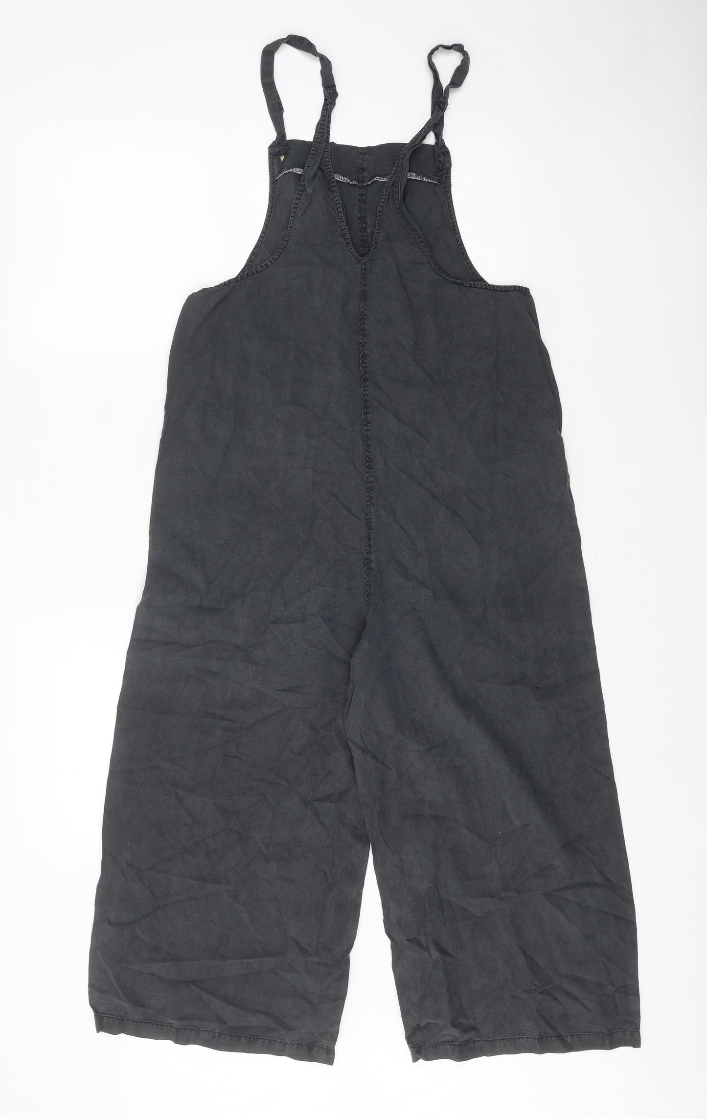 Pull&Bear Womens Grey Cotton Jumpsuit One-Piece Size XS Button