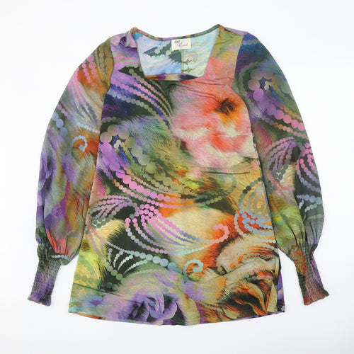 Off The Record Womens Multicoloured Geometric Polyester Shift Size 12 Square Neck Pullover