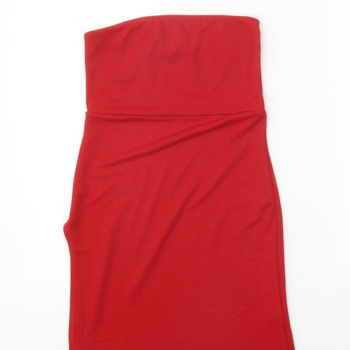 PRETTYLITTLETHING Womens Red Polyester Mini Size 6 Square Neck Pullover