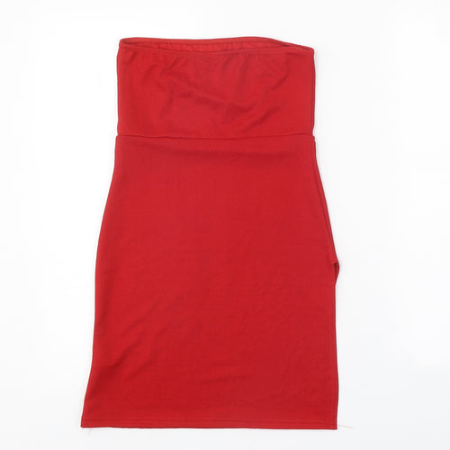 PRETTYLITTLETHING Womens Red Polyester Mini Size 6 Square Neck Pullover