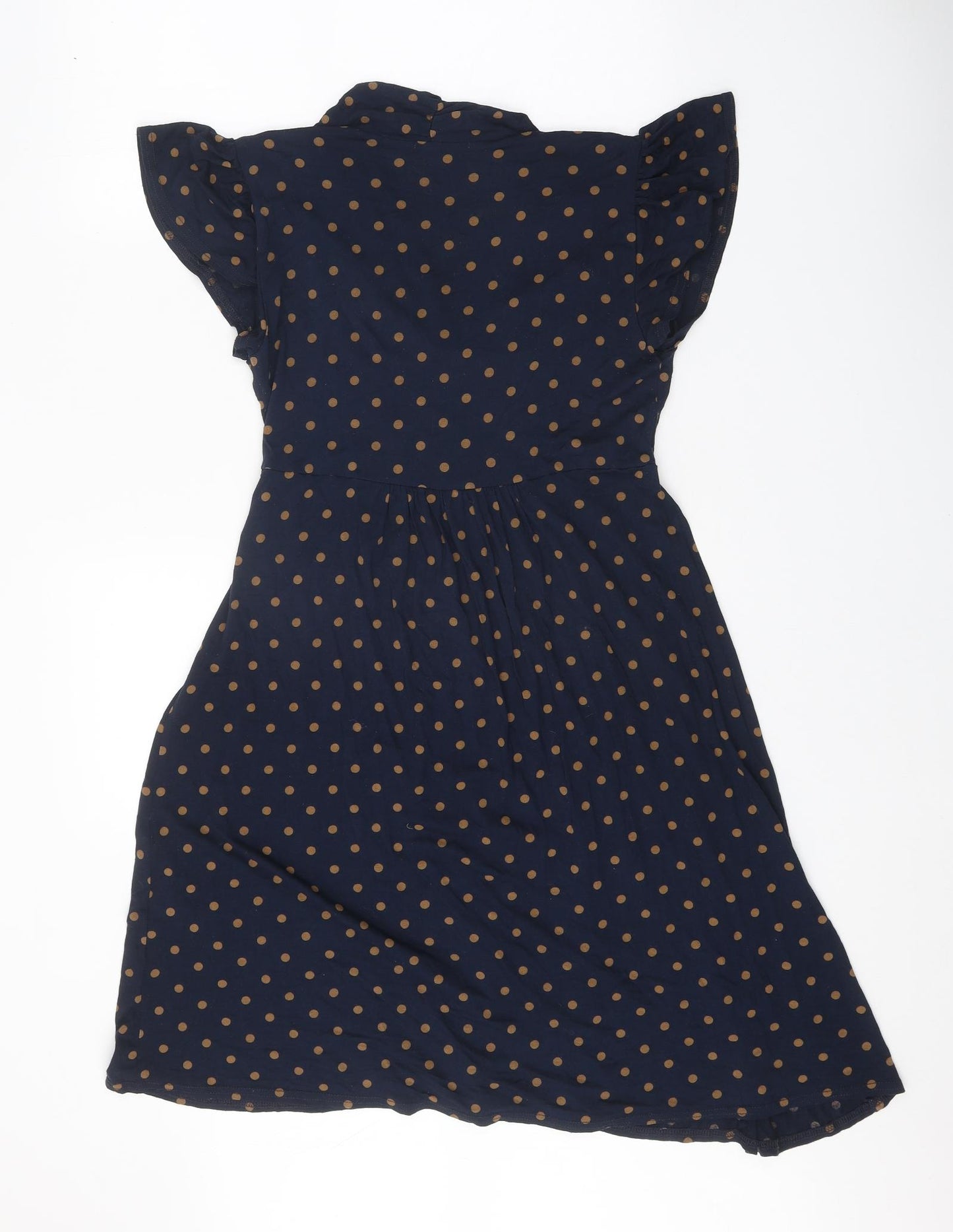 mamas & papas Womens Blue Polka Dot Viscose Fit & Flare Size 12 V-Neck Pullover