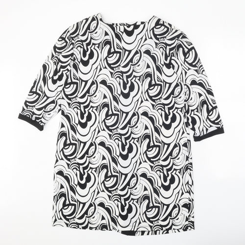 My Fize Womens White Geometric Polyester Shift Size XS Boat Neck Pullover