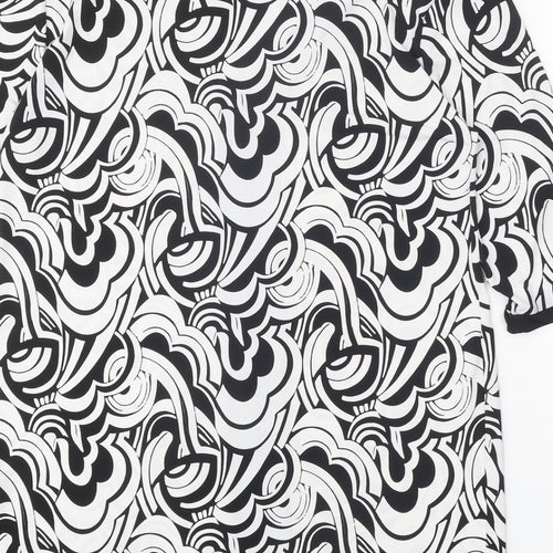 My Fize Womens White Geometric Polyester Shift Size XS Boat Neck Pullover