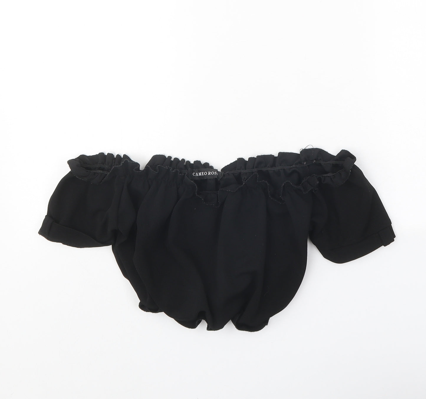 Cameo Rose Womens Black Polyester Cropped Blouse Size 12 Off the Shoulder