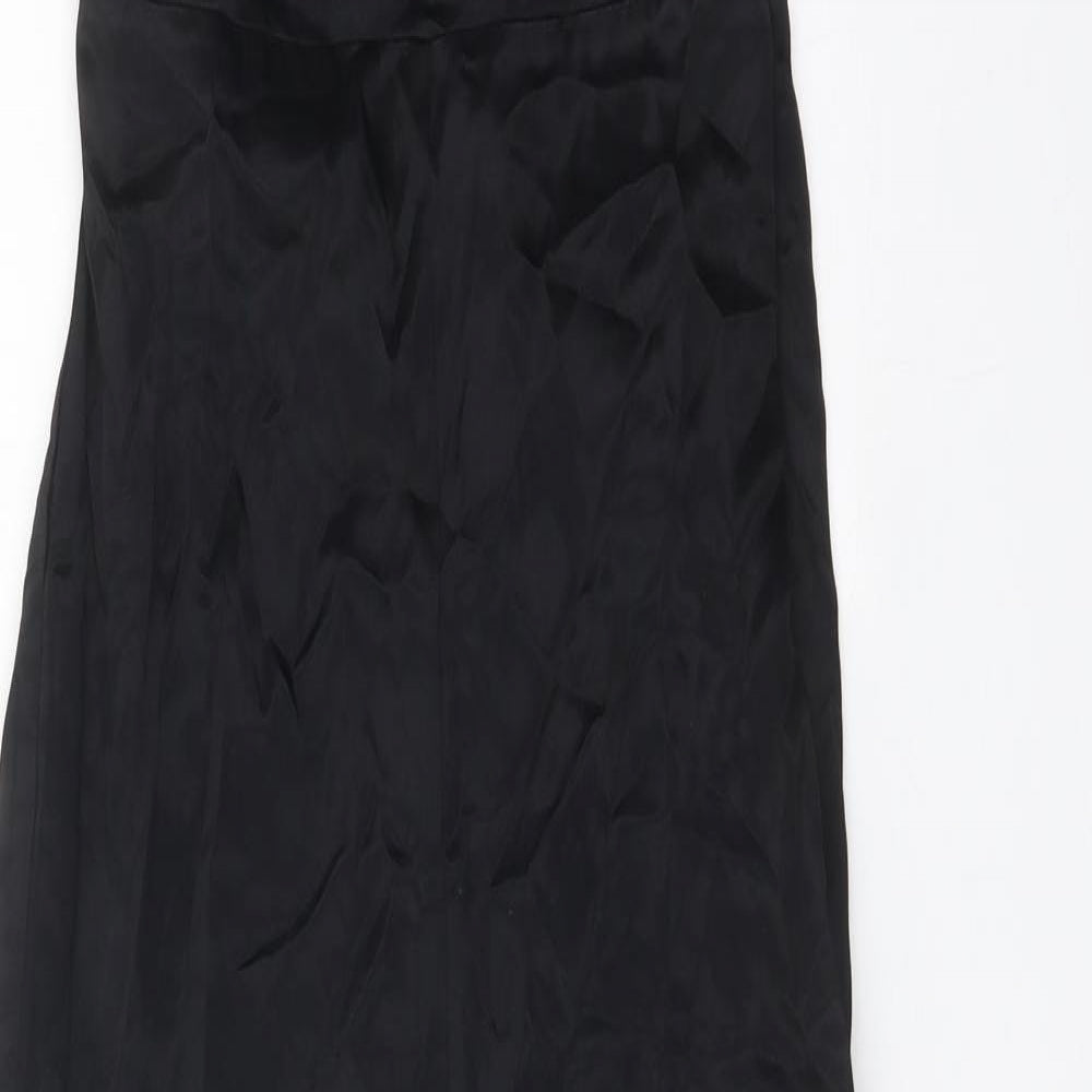 Zara Womens Black Polyester Jumpsuit One-Piece Size S Tie - Cut Out Back Detail