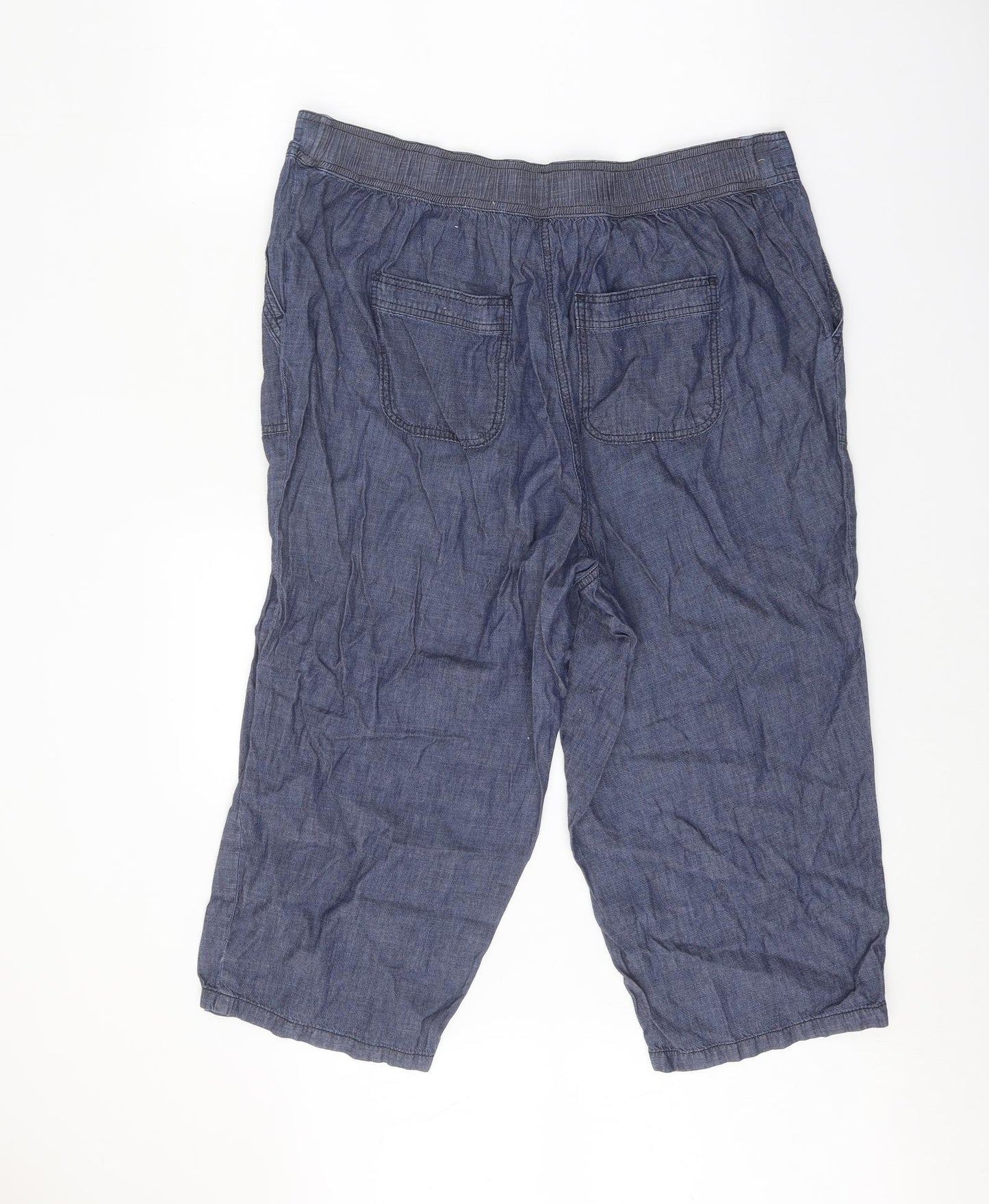 Arcadia Womens Blue Cotton Trousers Size 18 Regular Zip - Drawstring Waist