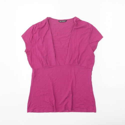 Autograph Womens Pink Viscose Basic T-Shirt Size 14 Scoop Neck