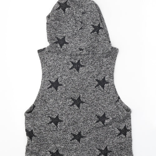 Koton Womens Grey Round Neck Geometric Cotton Pullover Jumper Size S - Stars