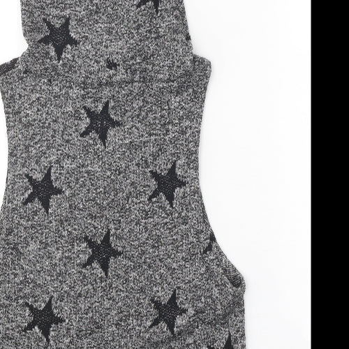 Koton Womens Grey Round Neck Geometric Cotton Pullover Jumper Size S - Stars