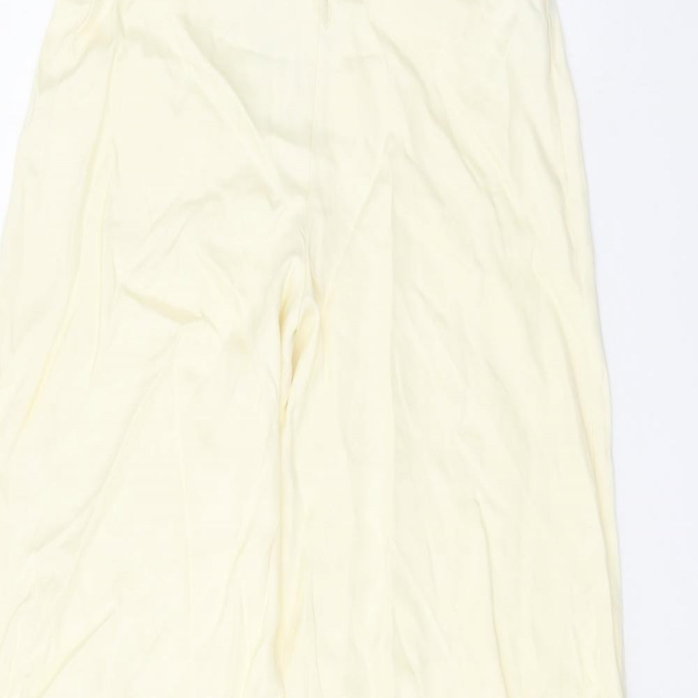 Zara Womens Yellow Viscose Trousers Size XS Regular Zip